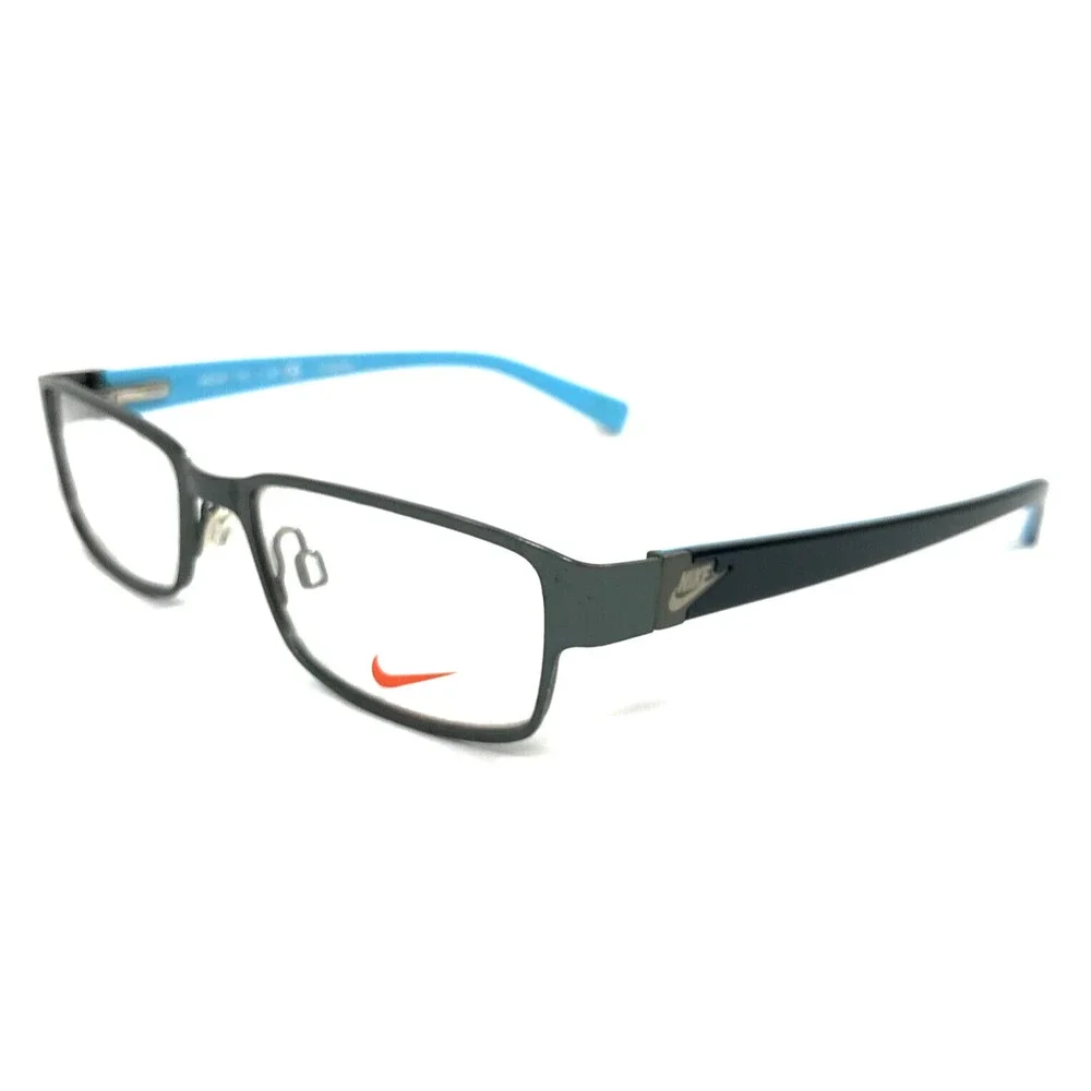 Nike Kids Eyeglasses Frame 5567 307 Gunmetal Gray Black Blue Rectangle 48-16-130
